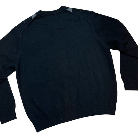 Men’s Paolo Mondo Cashmere Sweater Black Argyle Crew Neck Long Sleeve Pullover - Picture 4 of 11